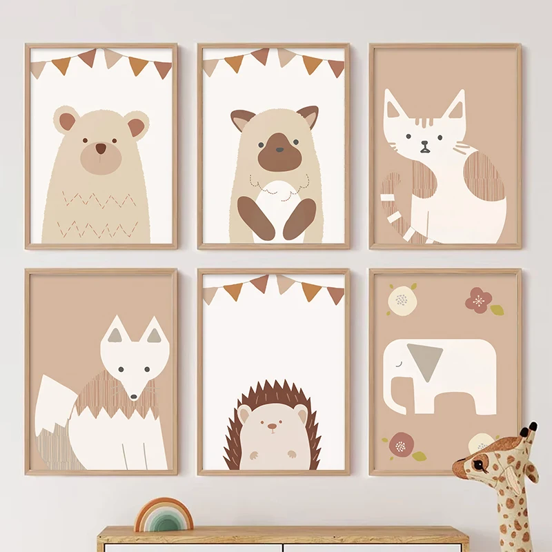 Resin Art Alphabet - Apricot Cartoon Animals Fox Elephant Hedgehog