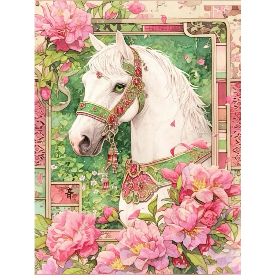 Diamond Painting White Horse w - Resin Art Work recension och pris