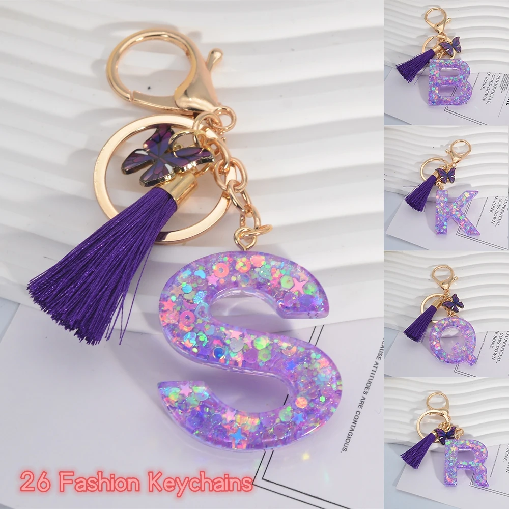 A-Z Shiny Sequin Letter Keycha - Resin Art Alphabet recension och pris