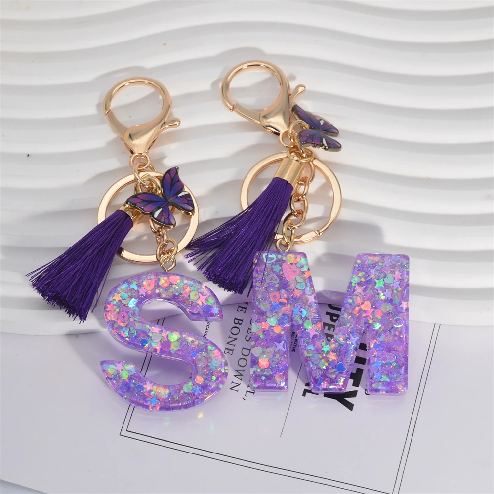 A-Z Shiny Sequin Letter Keycha - Resin Art Alphabet recension och pris