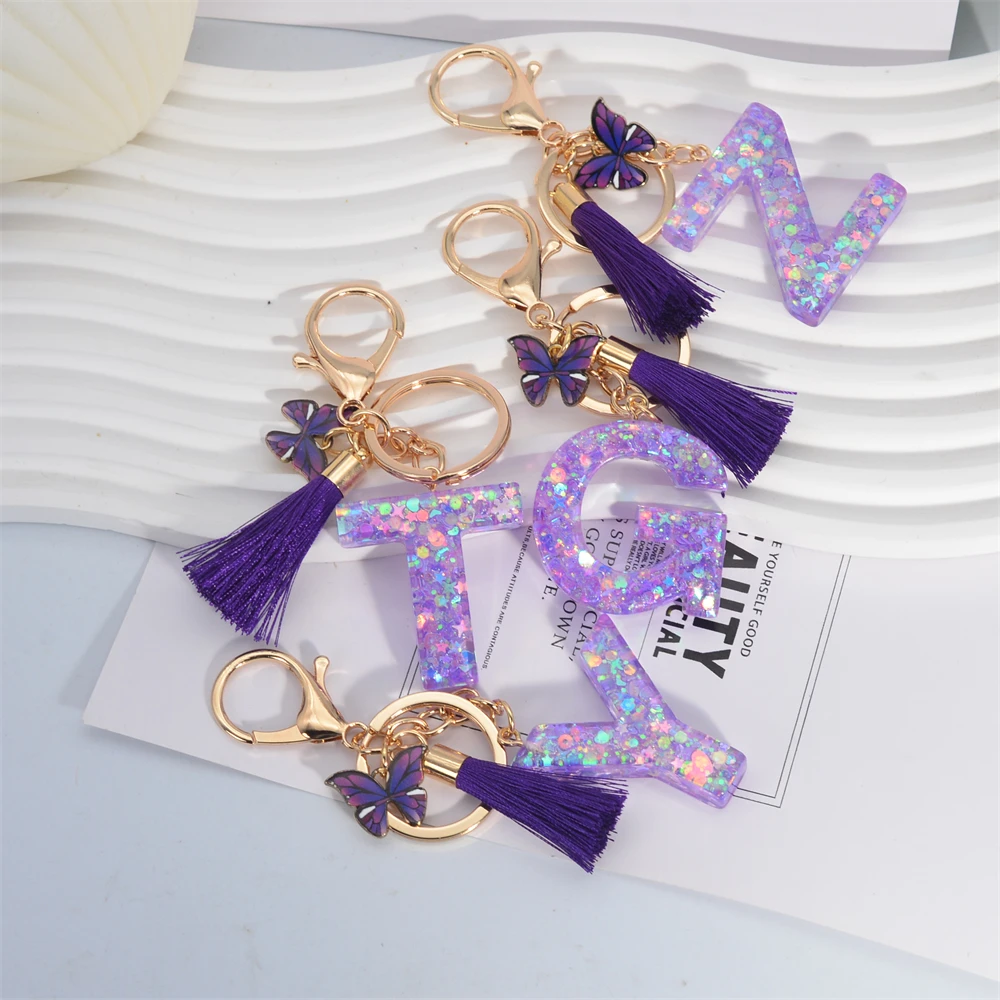 A-Z Shiny Sequin Letter Keycha - Resin Art Alphabet recension och pris