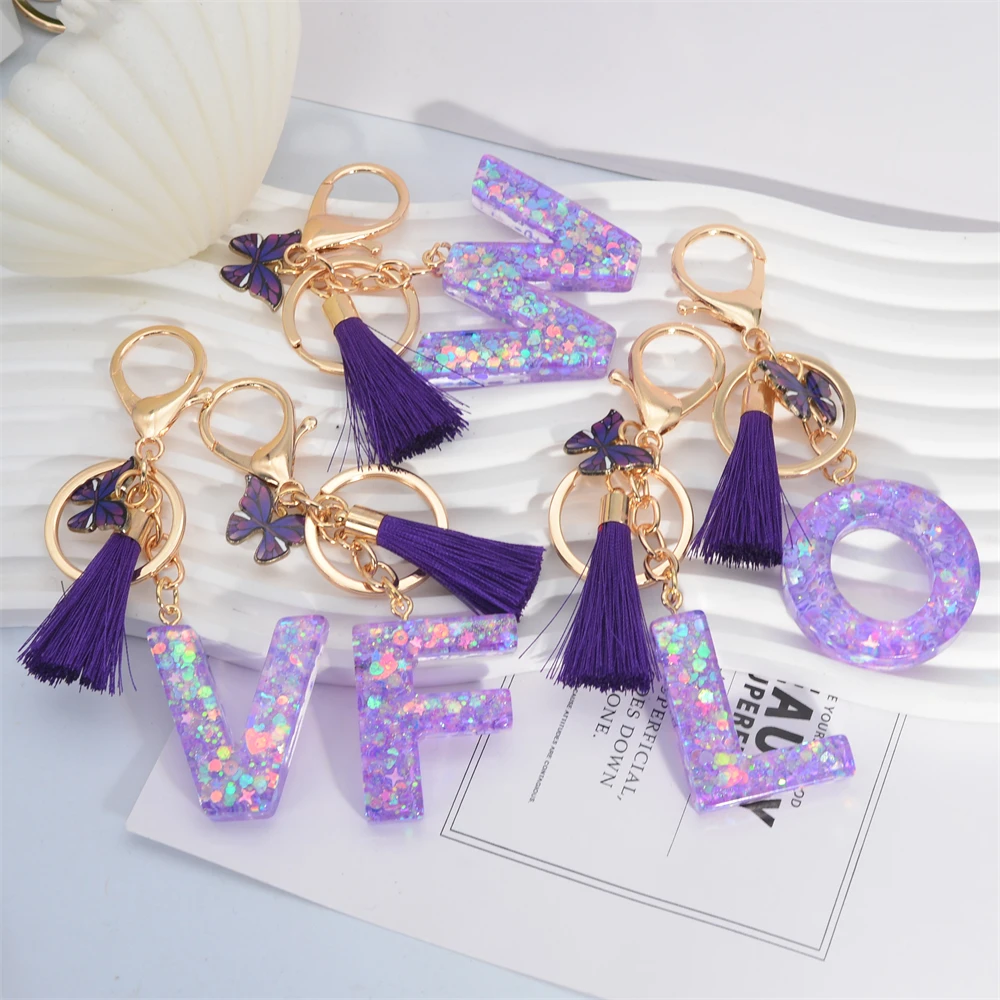 A-Z Shiny Sequin Letter Keycha - Resin Art Alphabet recension och pris