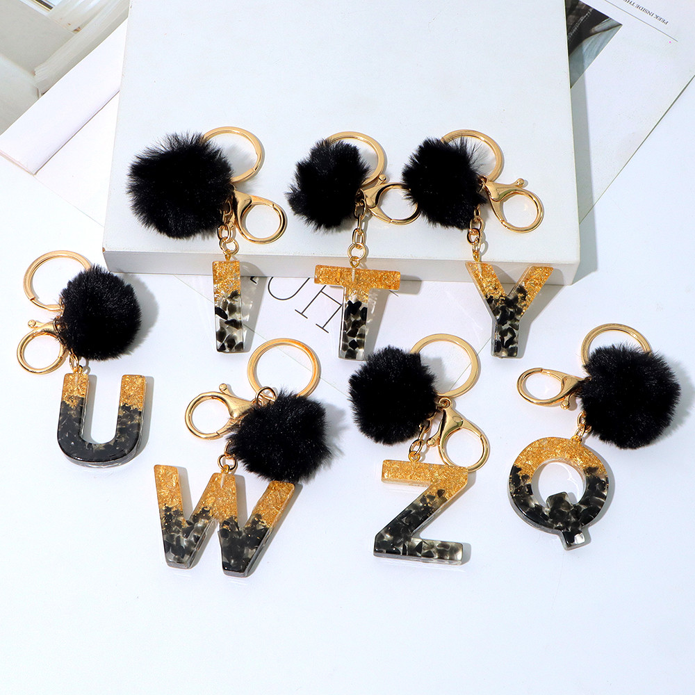 Cute Black Pompom A-Z Initial  - Resin Art Alphabet recension och pris
